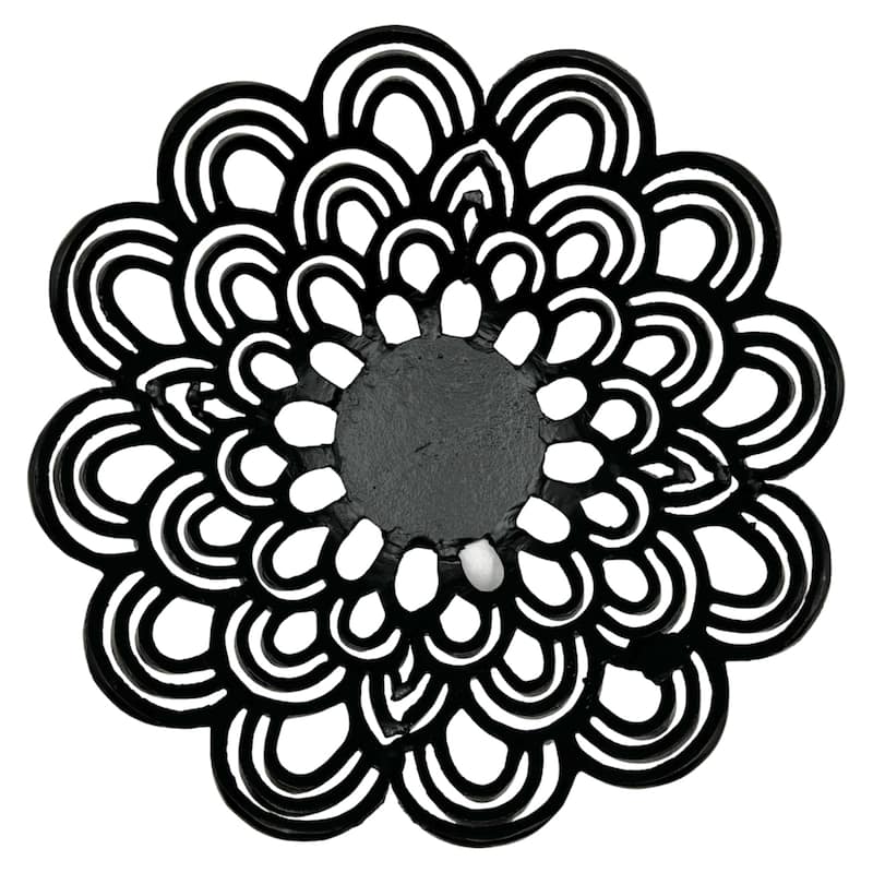 Decorative Handmade Aluminum Peacock Feather Flower Bowl in Black