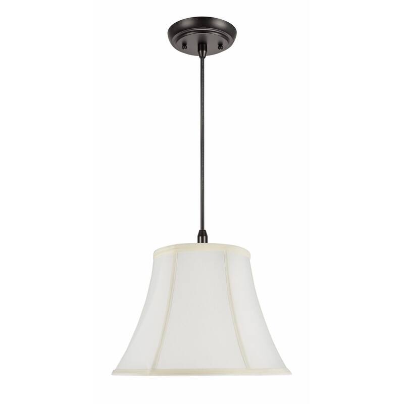 Aspen Creative 1-Light Fabric Lamp Shade Hanging Pendant, Off White - OIL RUBBED BRONZE - OIL RUBBED BRONZE