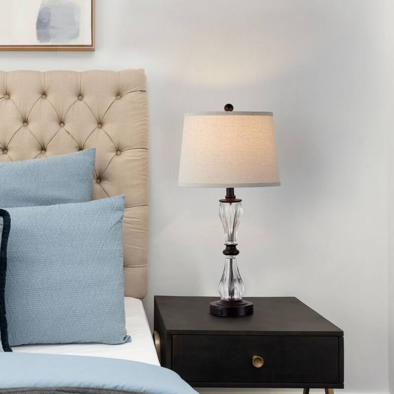 KAWOTI 26'' Table Lamp Set Touch Control with USB Port, AC Outlet and Bulbs - W12" * H26"