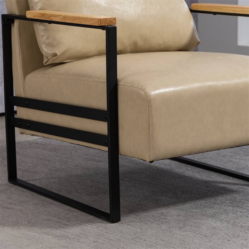 Leather Accent Chair with Metal Frame for Living Room