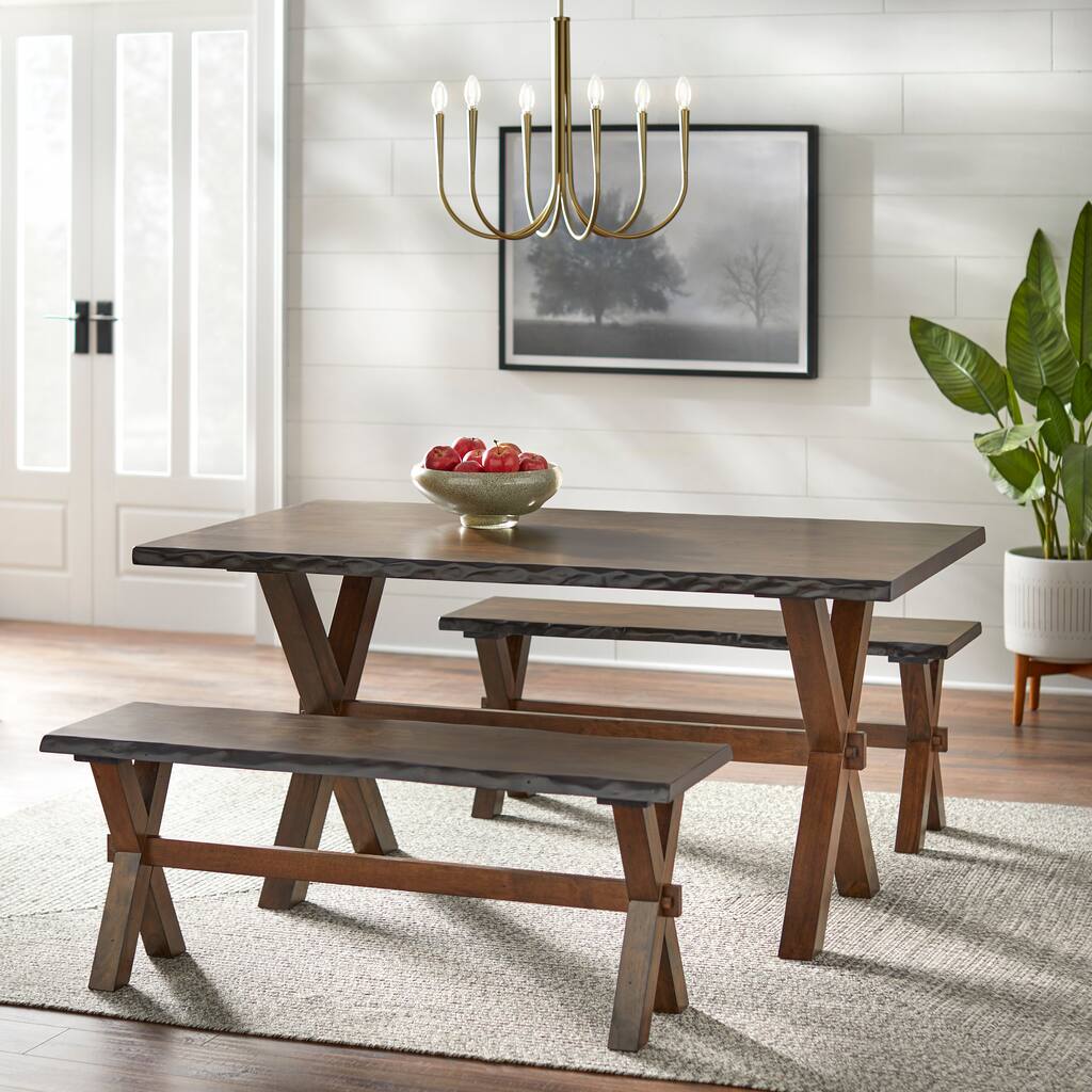 Simple Living Mandeville Wood Live Edge 3-piece Dining Set