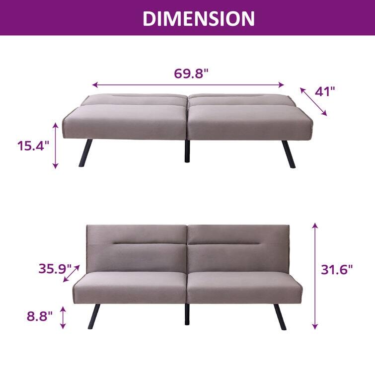 69.8'' Upholstered Tight Back Convertible Sofa