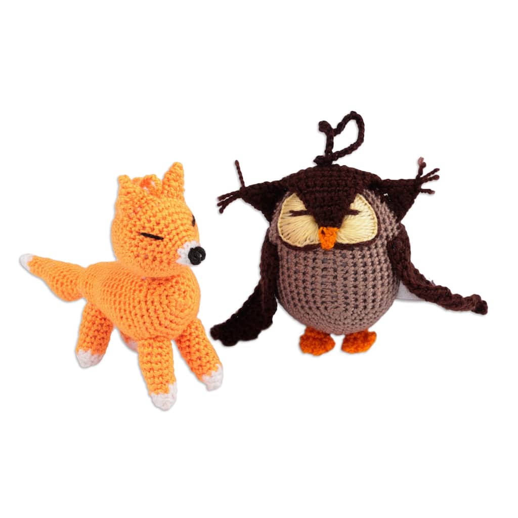 Novica Handmade Holidays From The Forest Crocheted Ornaments (Set Of 2)