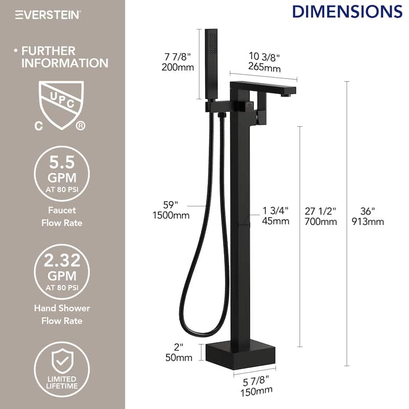 Single-Handle Claw Foot Freestanding Tub Faucet With Hand Shower