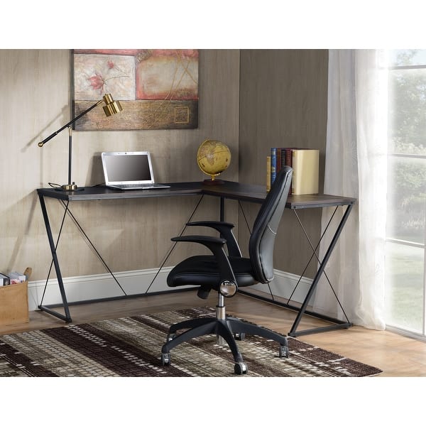 Acardia L Shape Corner Desk Overstock Black Metal Finish Acardia L Shape Corner Desk Overstock Black Metal Finish