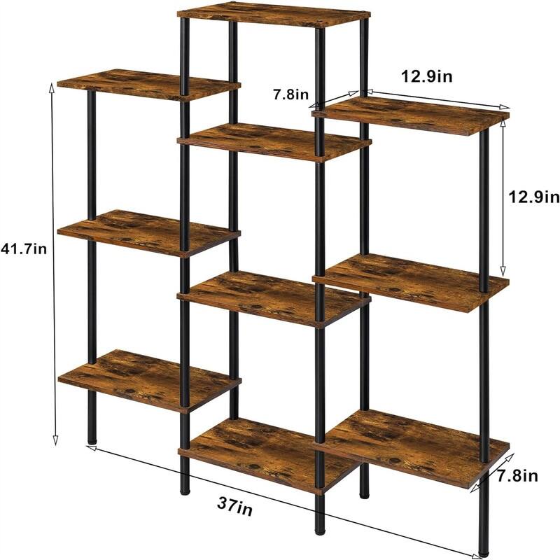 4 Tier Bookshelf Small Triple Wide Bookcase for Books - 37"D x 7.8"W x 41.7"H