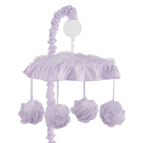 slide 1 of 1, Purple Floral Rose Girl Musical Crib Mobile - Solid Light Lavender Flower Luxurious Elegant Princess Vintage Boho Shabby Chic