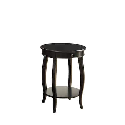 24" Solid Wood Round End Table with Storage Shelf and Drawer for Living Room or Home Decor - 18"L X 18"W x 24"H