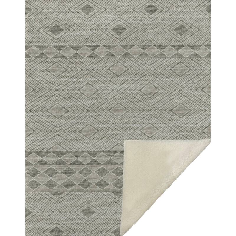 Premium Machine Washable ASB107 Modern Geo Sherpa Throw Blanket