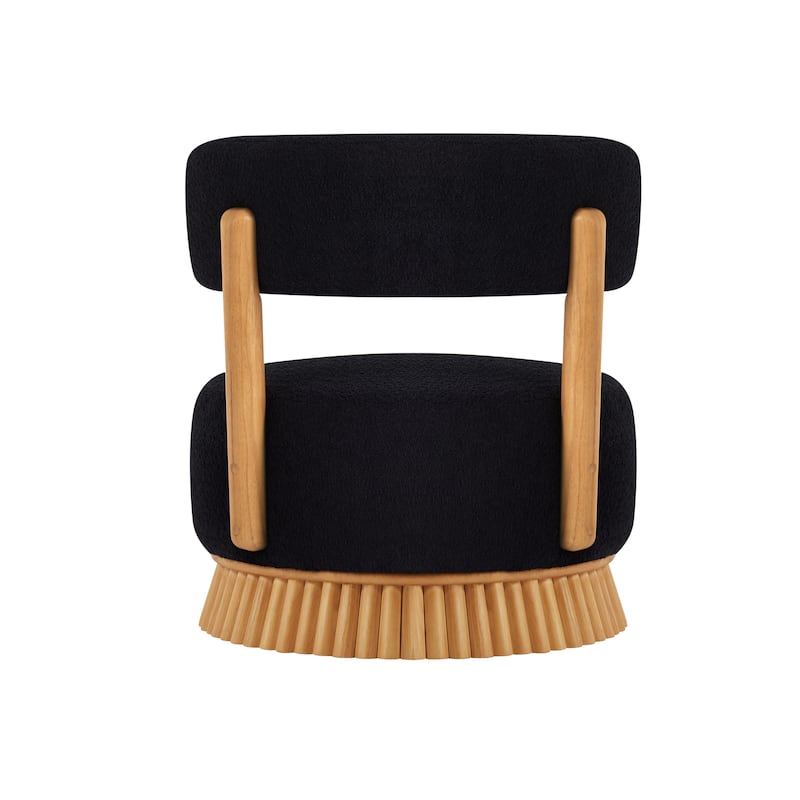 Modern Farmhouse Bouclé Armless Chair with Straw-Inspired Wood Base by Harper&Bright Designs