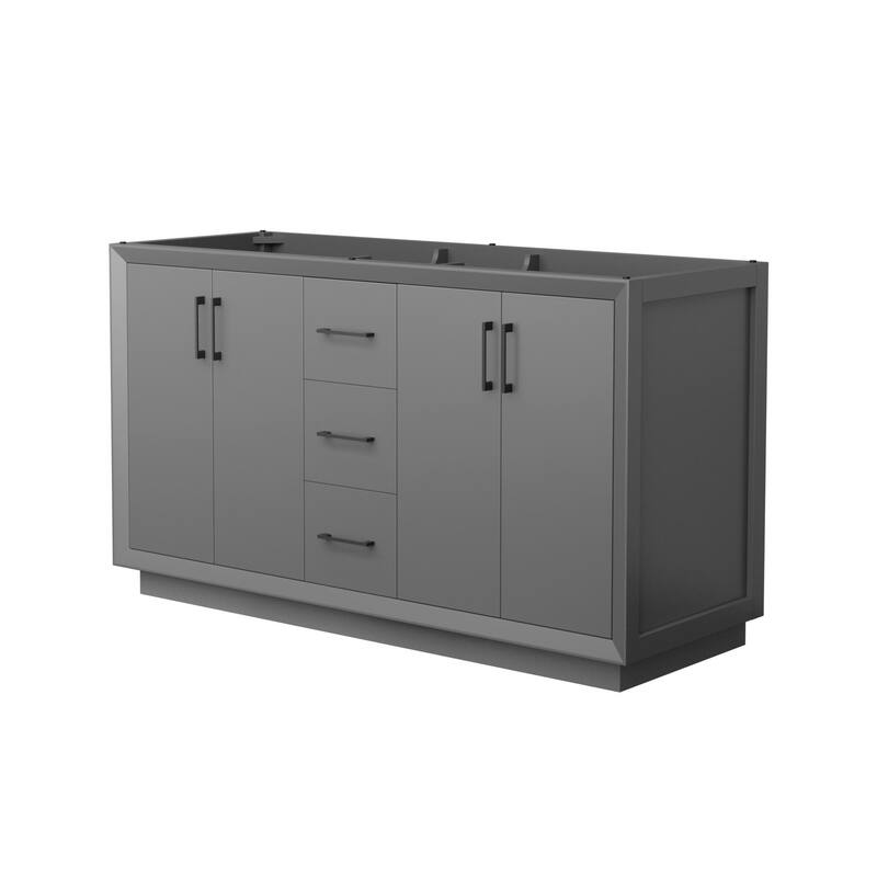Wyndham Collection WCF414160D-CXSXX-MXX Strada 59" Double Free - Dark Gray / Matte Black Hardware
