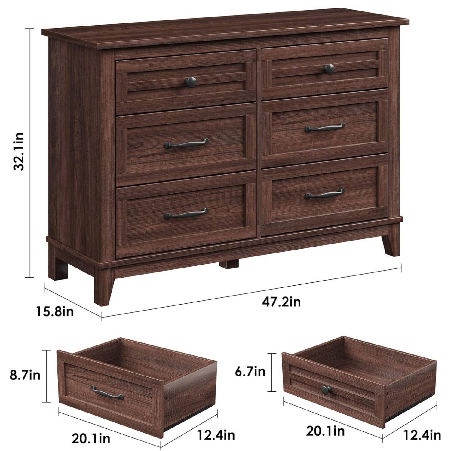 stacy adams mens brown dress shoes Rebecca 6-Drawer Solid Wood Modern Dresser  Walker Edison