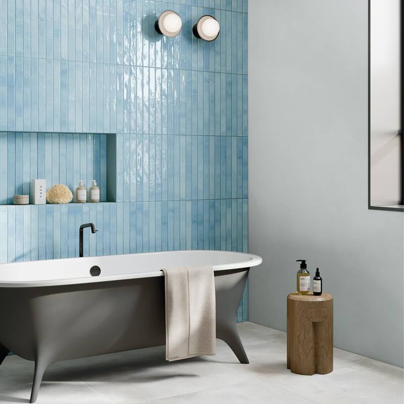 Merola Tile Scottsdale Sky 1-7/8" x 17-3/4" Porcelain Floor and Wall Tile - Case (32 Tiles)