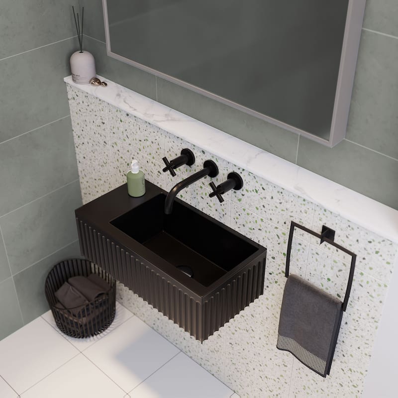 Delice Rectangle 24" Wall-Mount Bathroom Sink in Matte Black - MB
