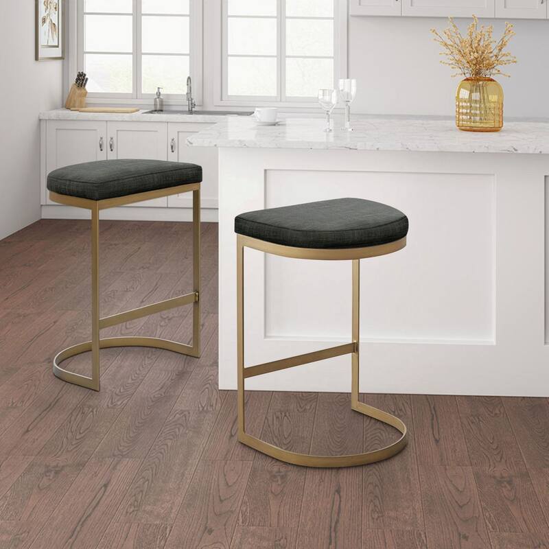 Madison Park Marc Charcoal/ Antique Gold Counter Stool