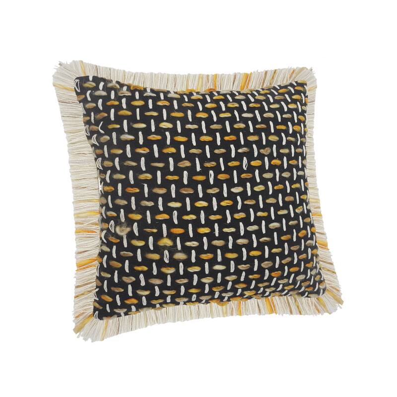 Sevita Modern Interwoven Throw Pillow with Fringe