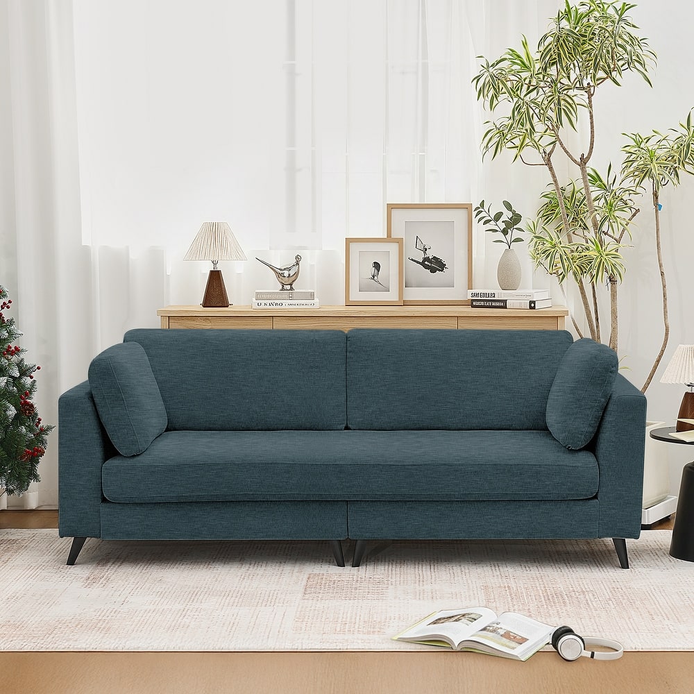 Modern Chenille 2 Seater Sofa Couch with Bolster Pillows