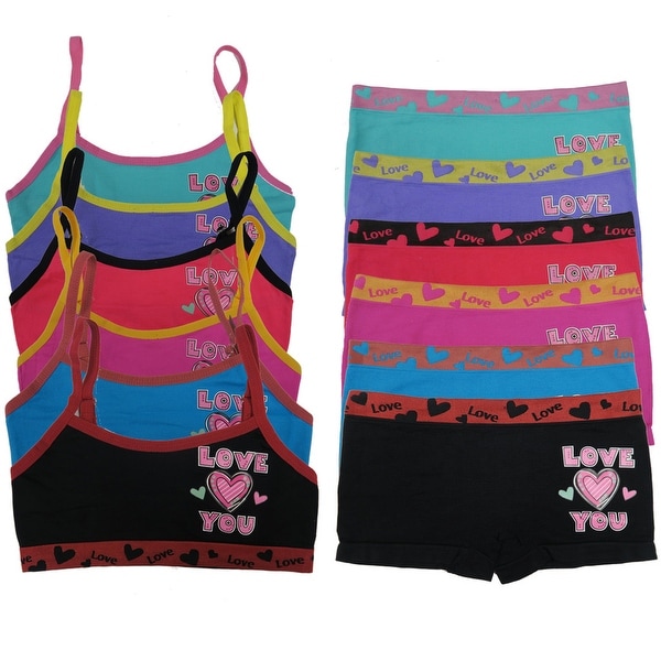 Girl's 6 Pack Seamless "Love You" Print Underwear Set
