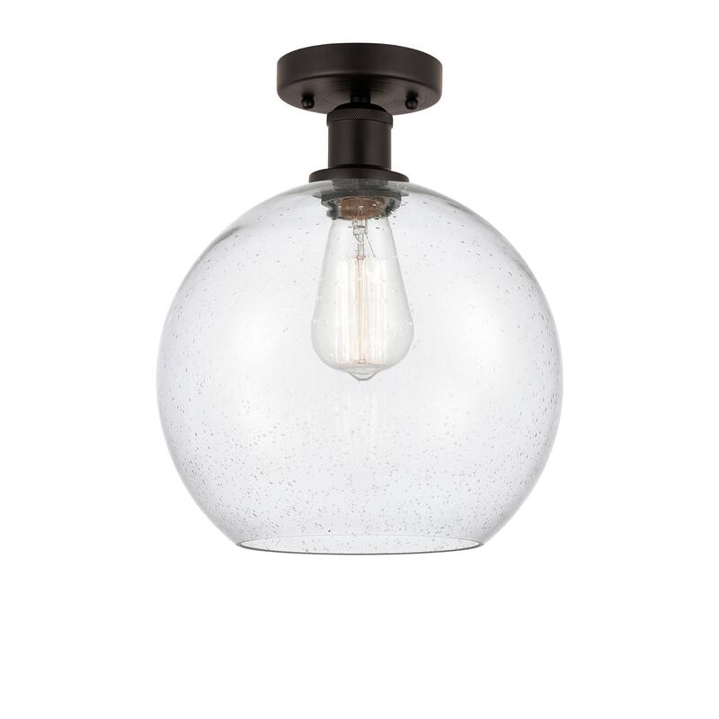 Innovations Lighting Edison Athens - 1 Light 10" Semi-Flush Mount - Oil Rubbed Bronze/Seedy