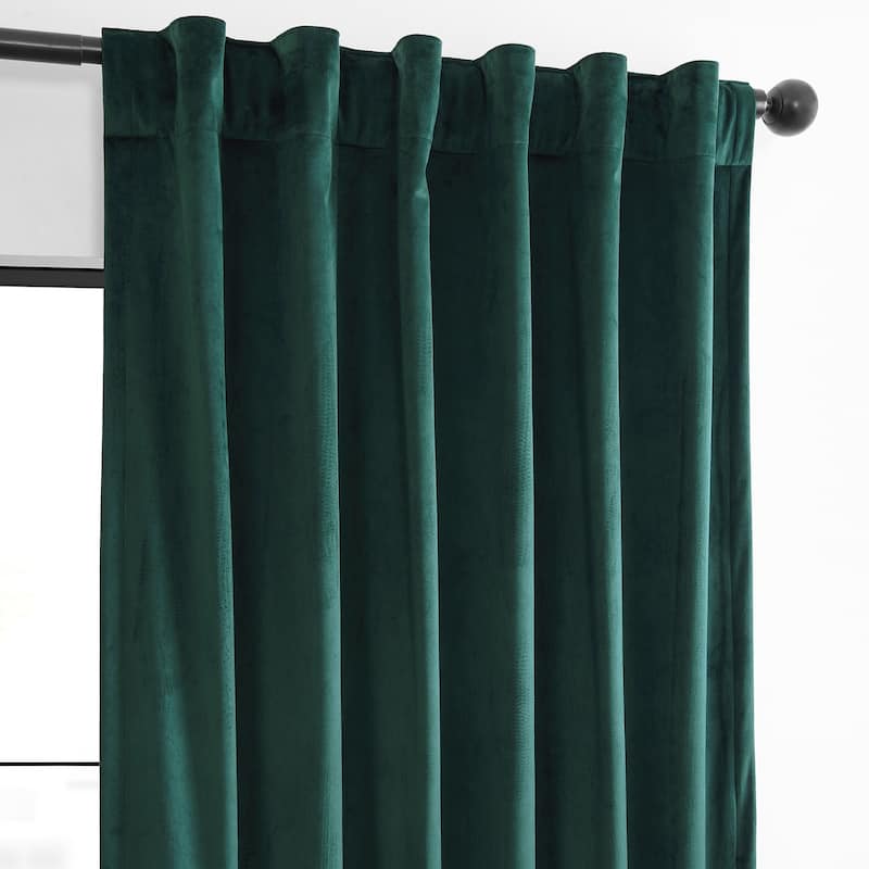 Exclusive Fabrics Basic Deluxe Velvet Room Darkening Curtain Pair - 2 Panels Window Curtains
