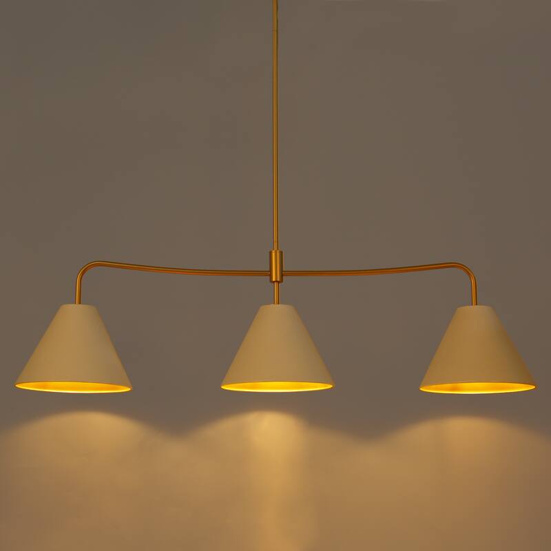 Modern 3-Light Chandelier White Bowl-Shape Kitchen Island Light for Dining Room