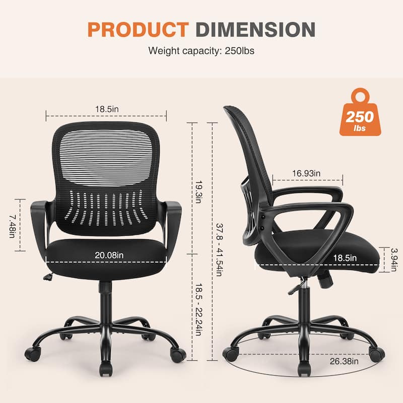 Home Office Desk Chair with Footrest, High-Back Mesh Rolling Swivel Reclining Chairs with Wheels, Comfortable Headrest
