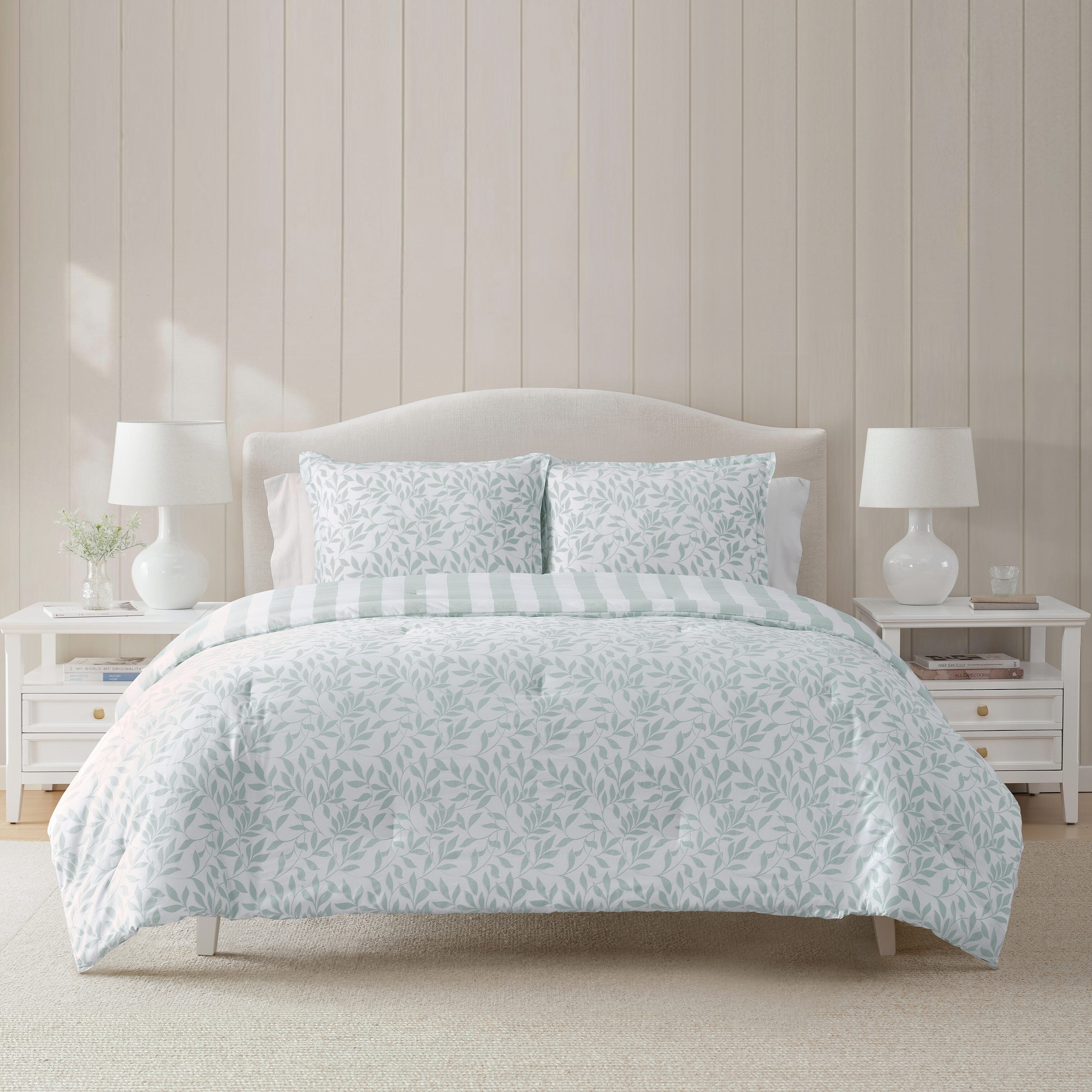 Martha Stewart Copper Vines Cotton Reversible Blue Comforter Set