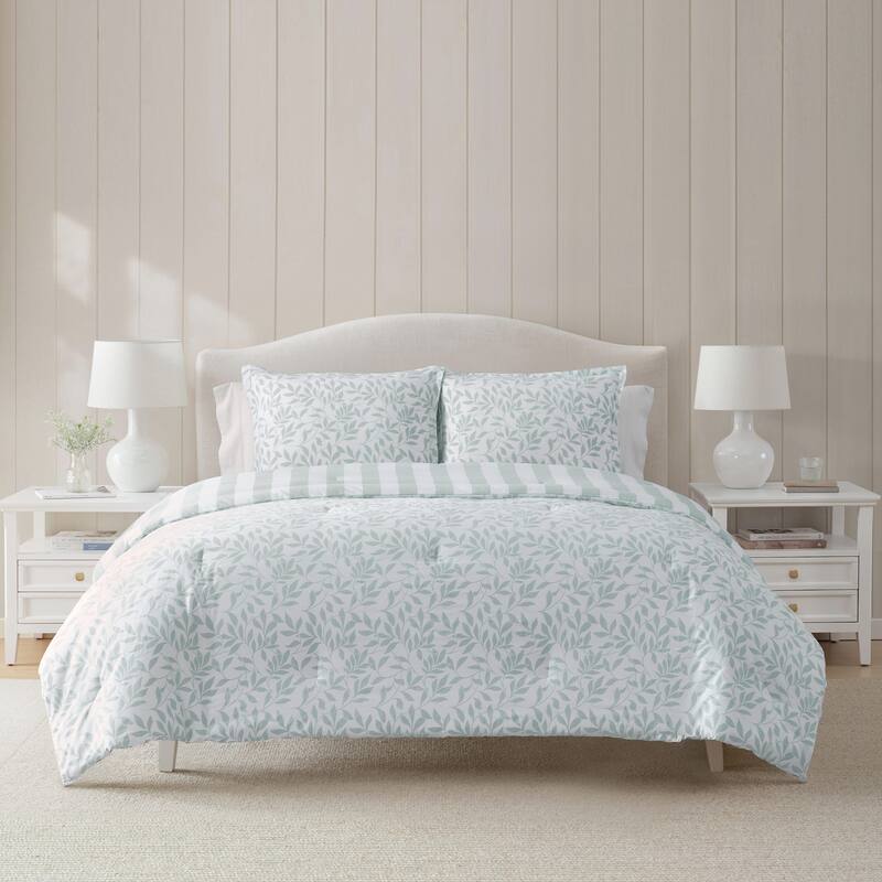 Martha Stewart Copper Vines Cotton Reversible Blue Duvet Cover Set