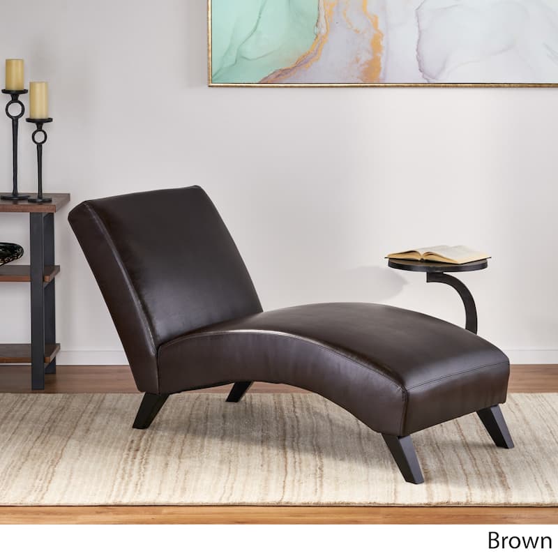 Finlay Leather Chaise Lounge by Christopher Knight Home - Brown