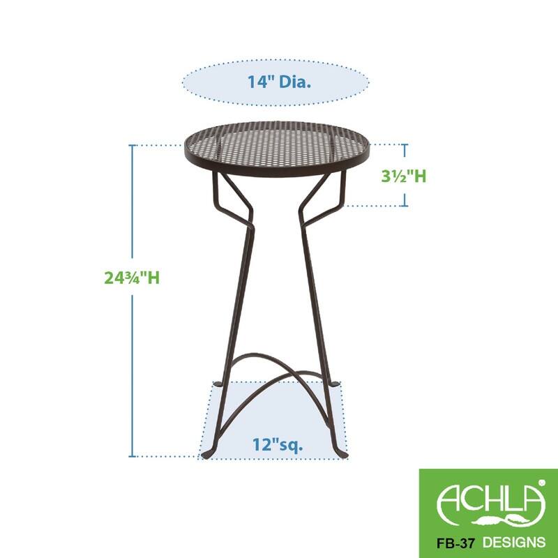 Achla Designs 24.8" H Round Roman Bronze Wrought Iron Capri Plant Stand, Powder Coated Finish, Indoor Outdoor Use, Side Table
