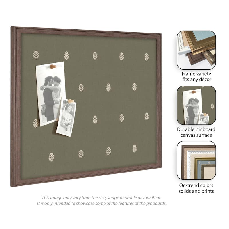 Kate and Laurel Pinboard Green Botanical Block Print