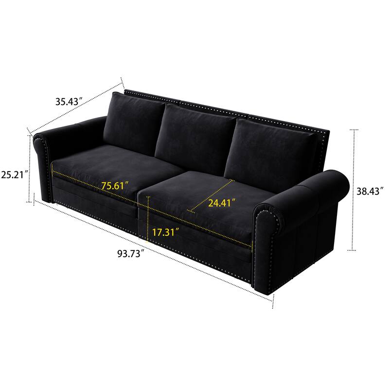 Classic Elegant Convertible Upholstered Sofa Sleeper Sofa with Pull Out Bed