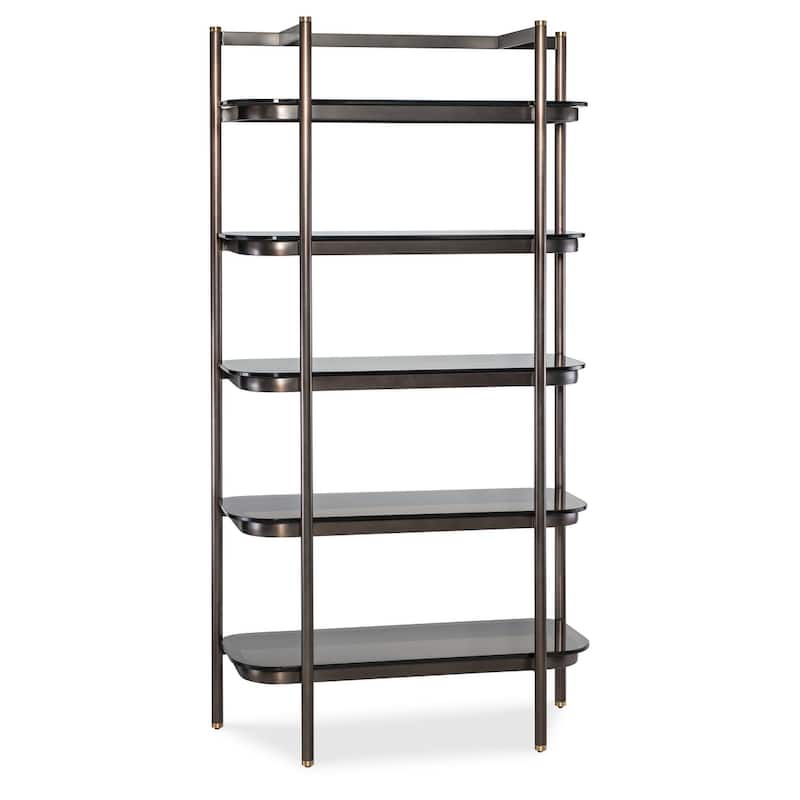 Hooker Furniture M38-50350-00 Grayson 40" Wide 5 Shelf Metal, Glass - Black Metal