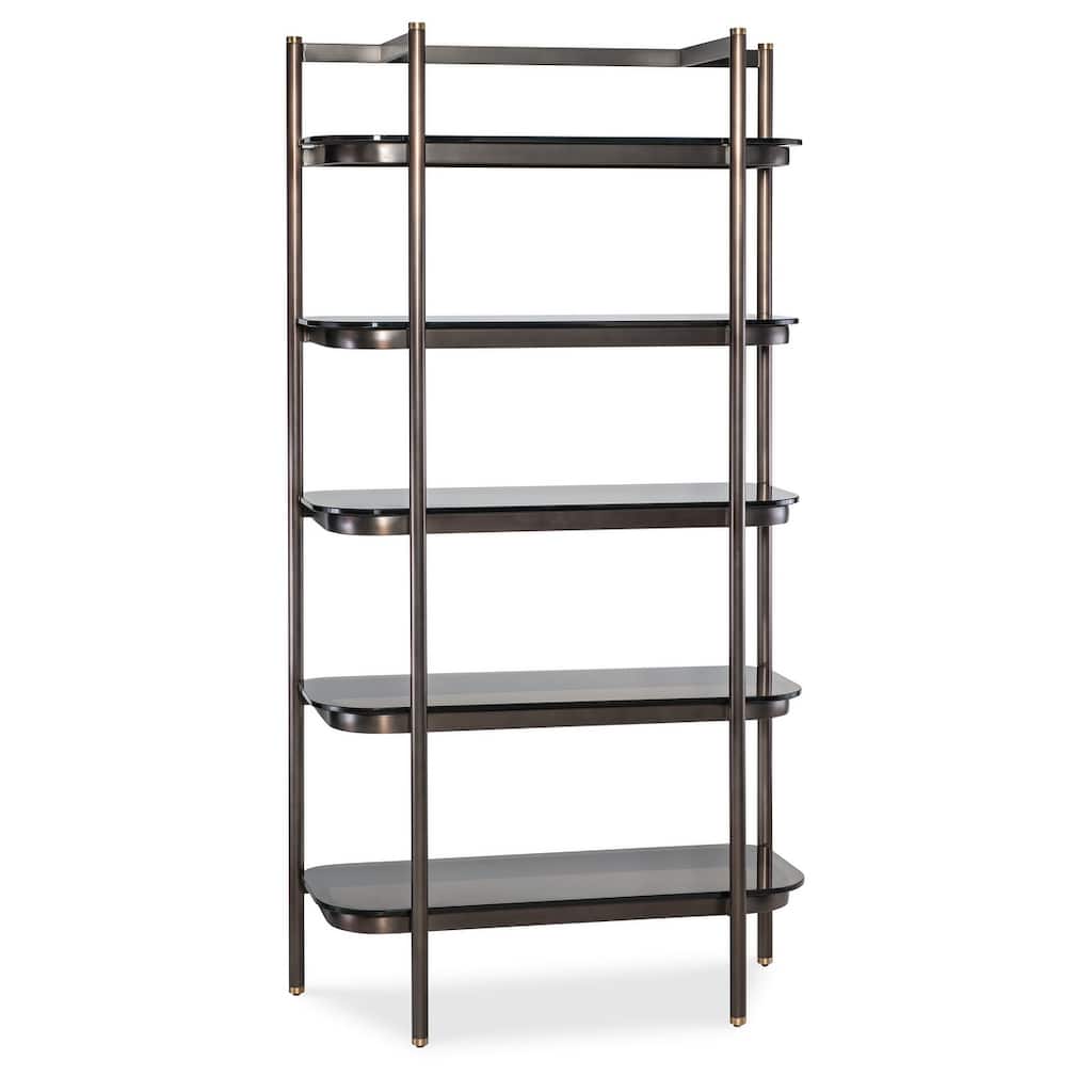 Hooker Furniture M38-50350-00 Grayson 40" Wide 5 Shelf Metal, Glass