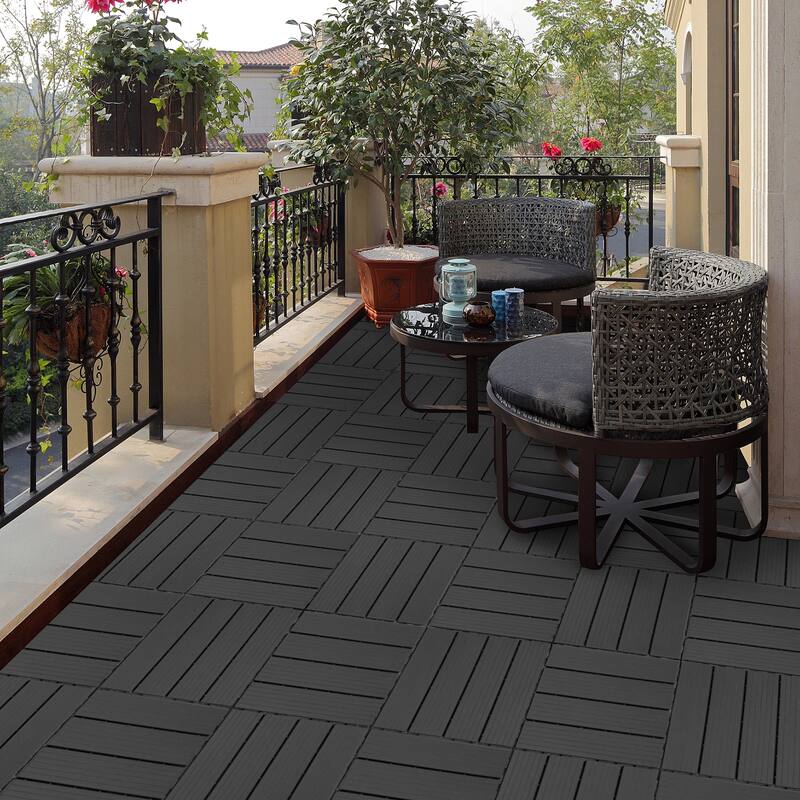 Plastic Interlocking Deck Tiles, 12.00"x12.00"(Pack of 44), Patio Flooring Outdoor Waterproof All Weather Use