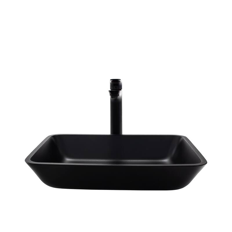 Vinnova Glass Rectangular Vessel Bathroom Sink without Faucet