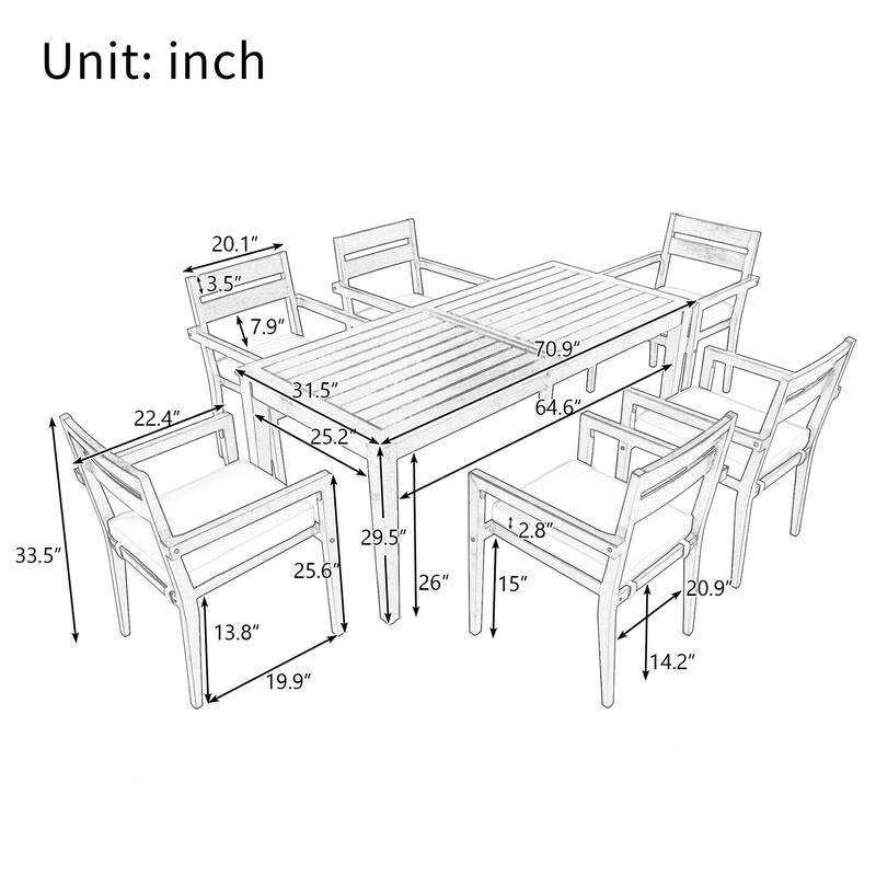 Wood Outdoor Dining Table And Chairs Suitable For Patio, Balcony Or Backyard