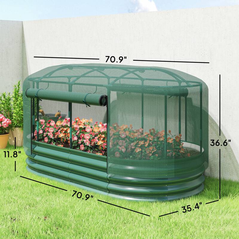 Outsunny 6 x 3 x 3 ft Galvanized Raised Garden Bed Kit, Oval Metal Outdoor Planter Garden Boxes