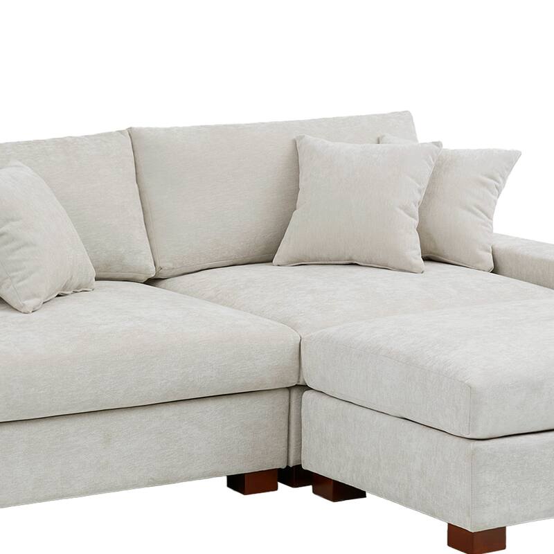 Modern Oversized Chenille Modular Sectional Sofa with Ottoman