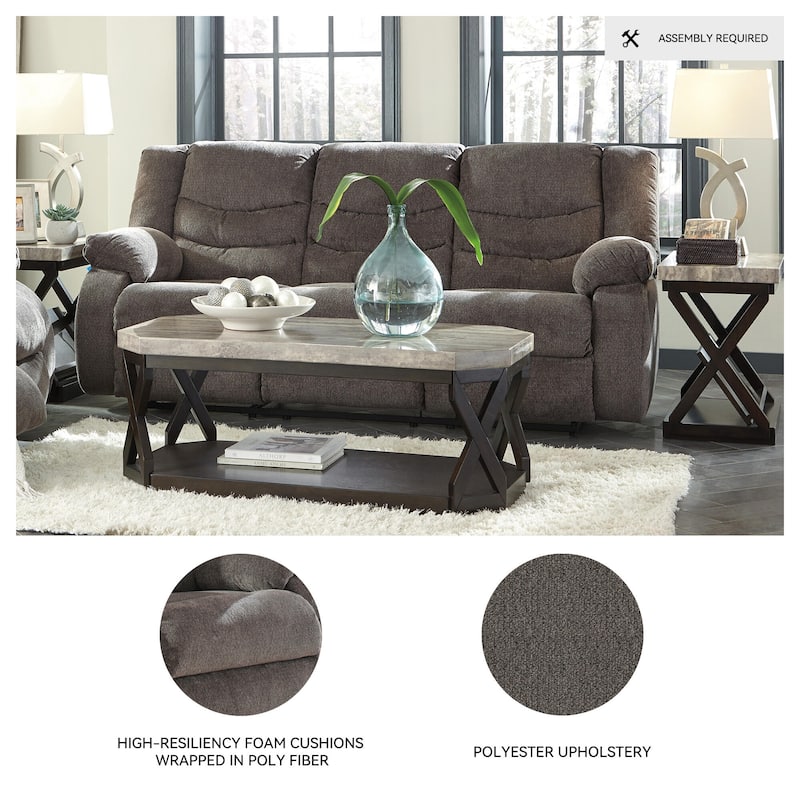 Signature Design by Ashley Tulen Gray Reclining Sofa - 63" W x 40" D x 40" H