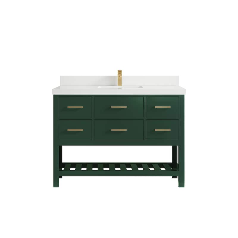 Willow Collections 48 in. W x 22 in. D Parker Single Sink Bathroom Vanity with Countertop - 2" White Quartz - Lafayette Green