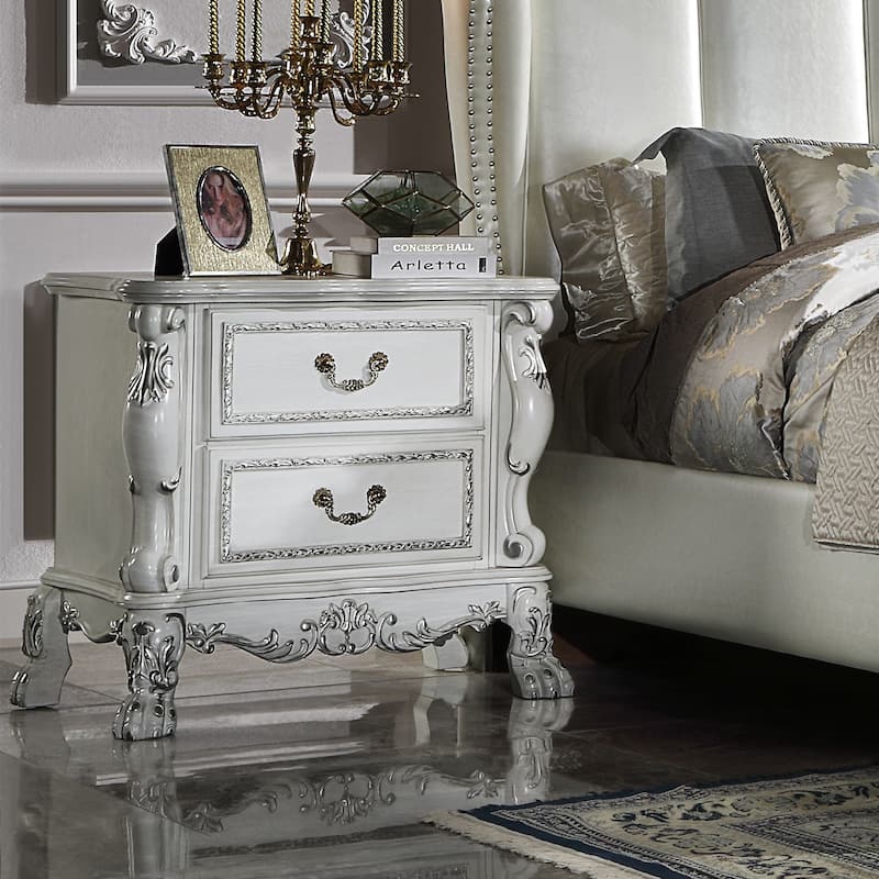 2 Drawers Poplar Wood Nightstand