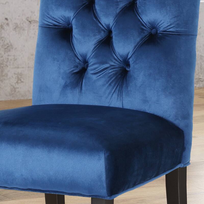 Modern Set of 2 Dining Chairs with Tufted Diamond-Stitched Backrest, Padded Seat, Solid Wood Legs for Dining Room, Living Room