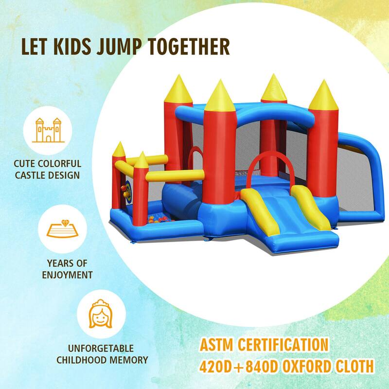 Gymax Kid Inflatable Bounce House Slide Jumping Castle w/Soccer Goal