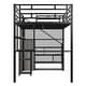 preview thumbnail 21 of 22, Full Size Metal Loft Bed with Wardrobe, Built-in Wood Tabletop Desk, Storage Shelves and Storage Stairs for Bedroom