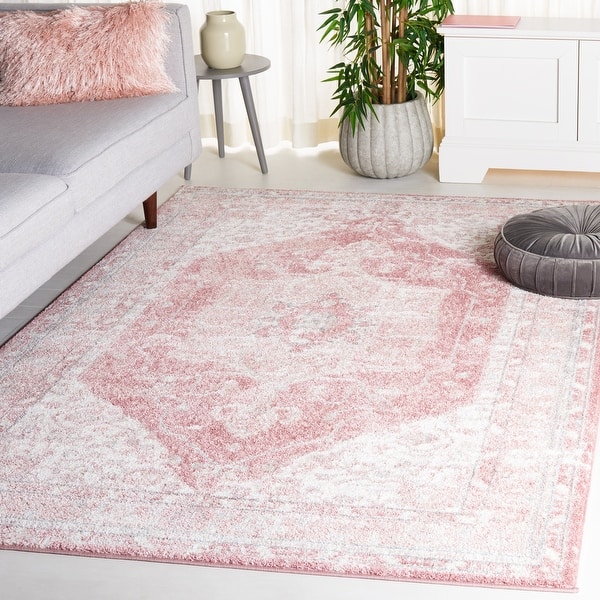 slide 2 of 3, SAFAVIEH Layla Ramzia Shabby Chic Farmhouse Rug 4'5" x 6'5" - Ivory Grey/Pink - Rectangle