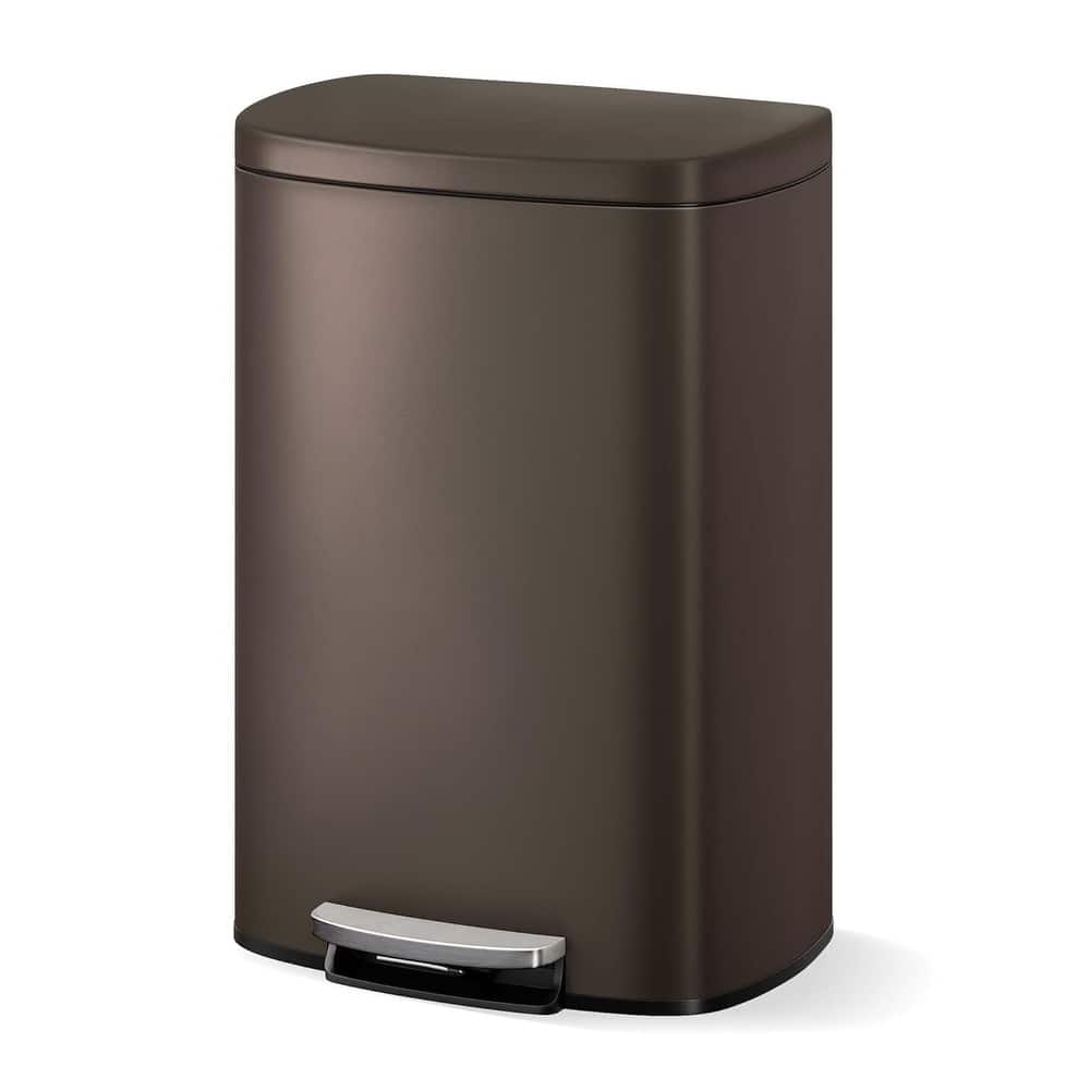 13 Gallon/50 Liter Large Kitchen Trash Can with Lid, Step-On Trash Can with Inner Drum