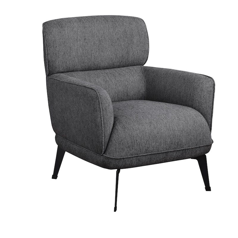 Dup 34 Inch Accent Chair, Cushioned Seat, Rounded Track Arms, Muted Gray