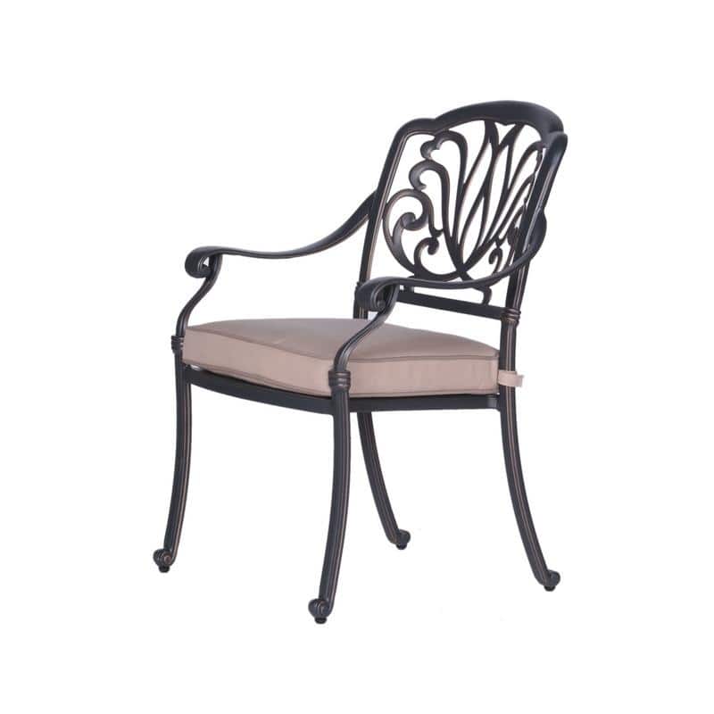 Saybrook Powder-coated Aluminum Arm Chair with Cushion, Set of 2 - Sunbrella Spectrum Sand
