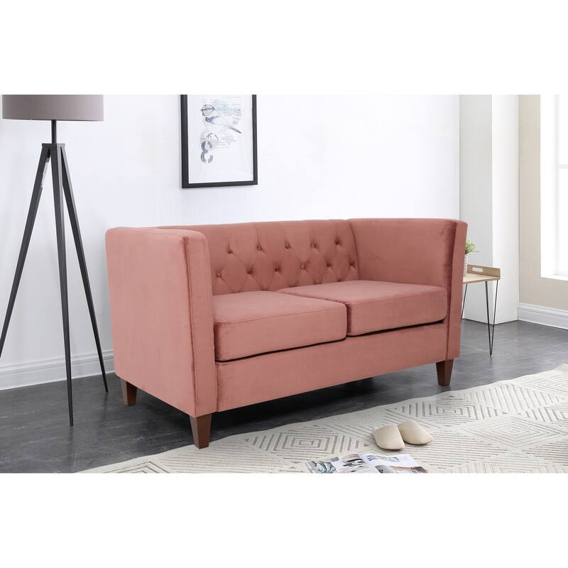 Lisette 56.7'' Velvet Square Arm Loveseat